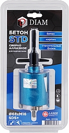 Упаковка алмазной коронки для подрозетников по бетону с переходником M16/SDS+ Diam STD Бетон 68 мм